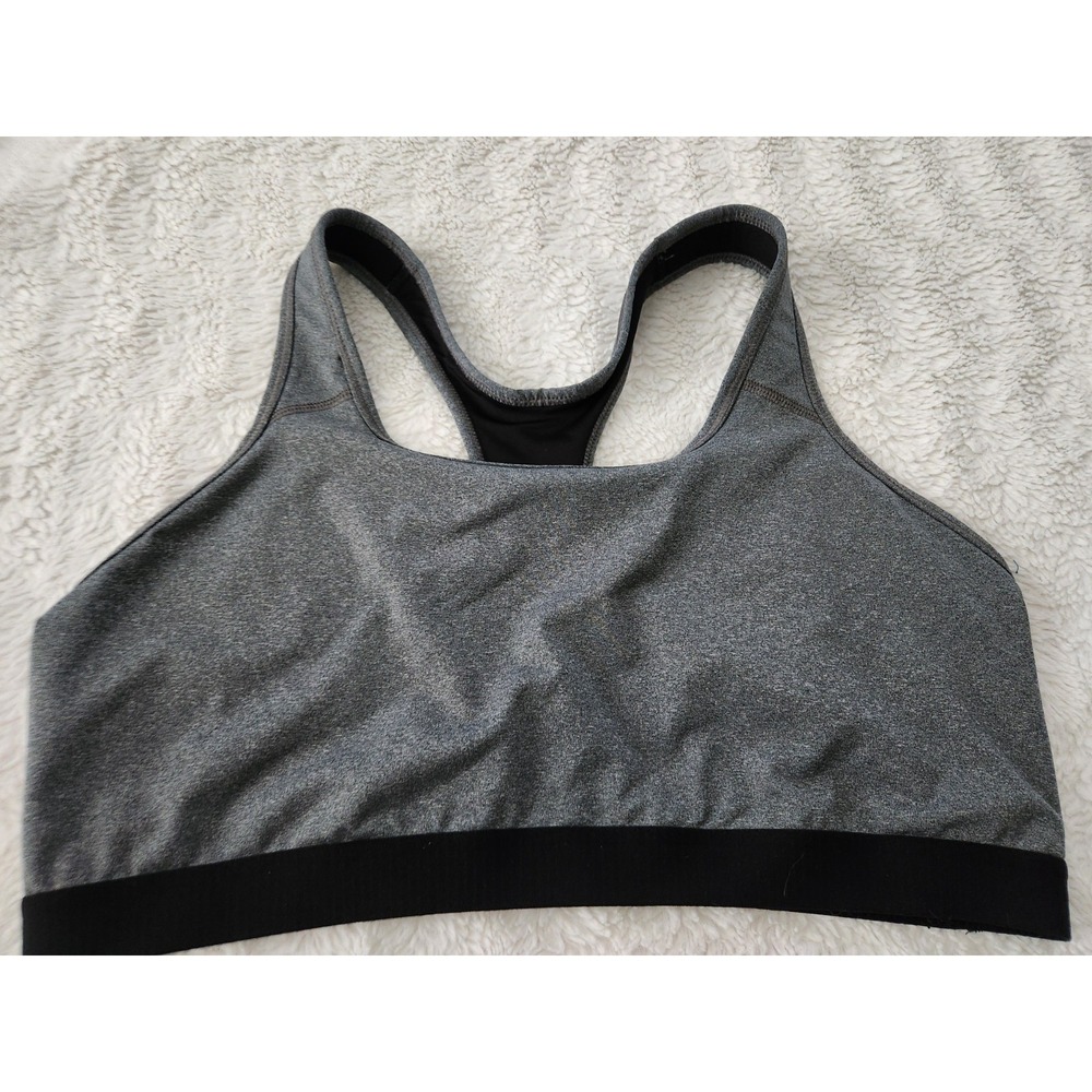 Avia Women Gray Sports Bra XXL 20 Racerback Activewear Workout Gym Fitness